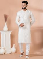 Georgette White Festival Wear Sequins Work Readymade Kurta Pajama